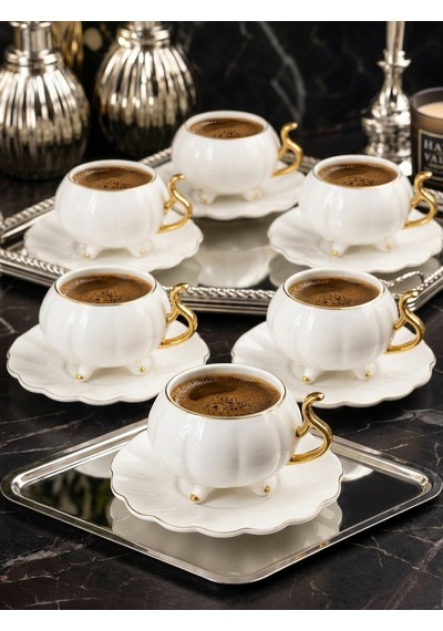 Acar Britton 6 Lı Porselen Kahve Fincan Takımı Gold 90 Ml 09411