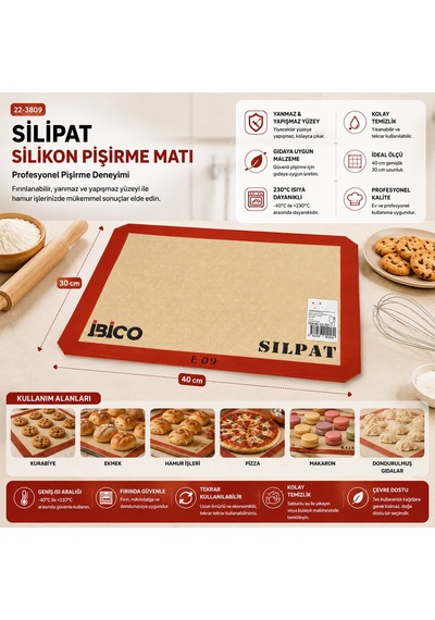 İbico İ22-458 E-09 Fırın Pişirme Matı 30x40cm Silpat Diğer