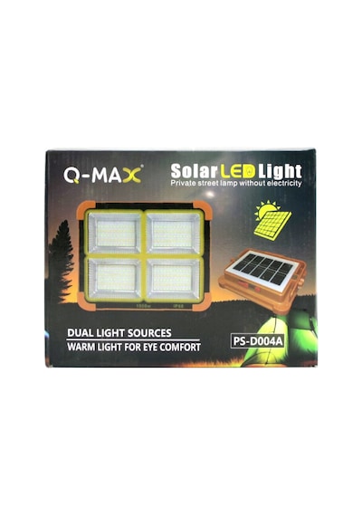 Q-max Ps-d004a Güneş Enerjili Led Işık 12000mah Ip66 84x4 336led Kamp Solar Fener Çakarlı Projektör