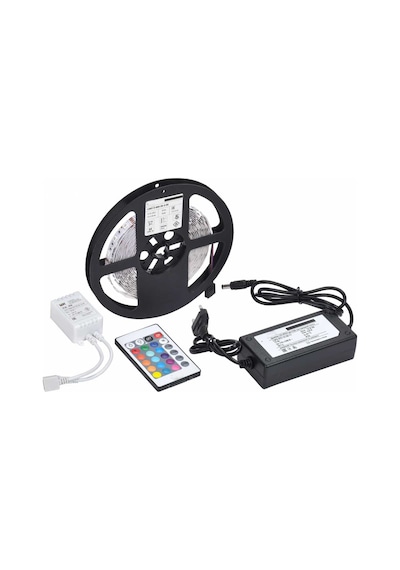 5 Mt 3 Cipli Rgb Şerit Led Silikonlu Adaptör Uzaktan Kumanda Tak Çalıştır