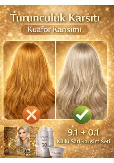 Maxx Deluxe Platin Küllü Sarı 9.1+0.1 Kuaför Karışımı Kalıcı Saç Boyası