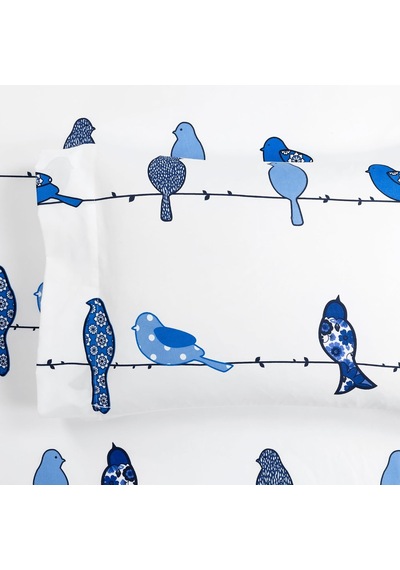 Rowley Birds Yumuşak Çarşaf 6 Parça Set, Kraliçe, Lacivert Çok Renkli