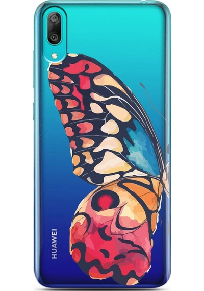 Huawei Y7 Pro 2019 Büyük Kelebek Tasarımlı Süper Şeffaf Telefon Kılıfı Çok Renkli