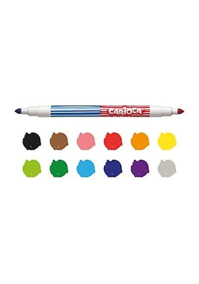 Bicolor Süper Yıkanabilir Çift Uçlu Keçeli Boya Kalemi 6'lı 12 Renk
