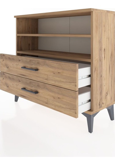 Arges Şifonyer 2 Raflı 2 Çekmeceli 88x30x80 Çam-çam Çam