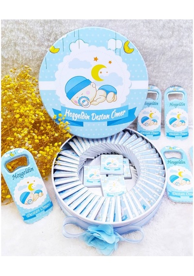Uyuyan Bebek Baskılı Açacak Ve Çikolata Set Bebek Şekeri