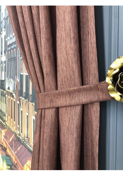 Fon Perde Keten Işık Engelleyici Blackout Linen Karartma Perde 200 X 270 Kiremit Diğer