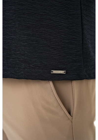 Efor Comfort Fit Bisiklet Yaka Viskon Karışımlı Dokulu Casual Lacivert Tişört Ts 896 Lacivert