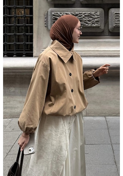 Kadriye Baştürk Omi Yaka Trençkot Camel