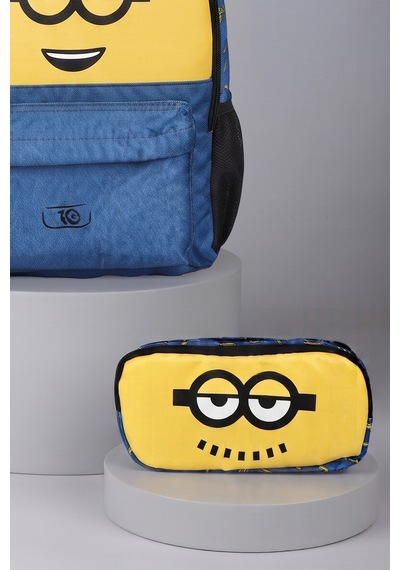 X Dekomus , Lisanslı Minions Banana Mood Collection Büyük Boy Okul Çantası Ve Kalem Çantası Seti Altın