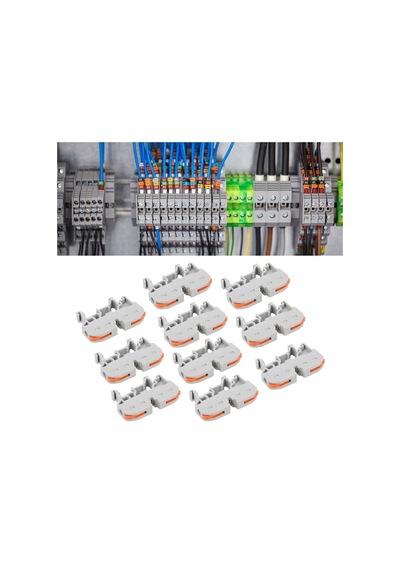Vkemall Pct-211 Raylı Yaylı Kablolu Bağlantı Blokları 10 Adet - 0.08-4.0mm² Torksuz Hızlı Bağlantı, Ateş Direnci, Dağıtım Şase Ve Kontrol Kabineleri İçin