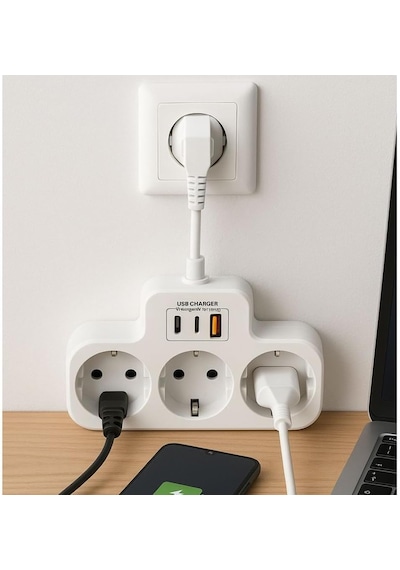 Yüksek Voltaj Korumalı Priz, Duvar Tipi Kısa Kablolu Priz Çoğaltıcı, 3x Soket, 2x Type-c, 1x Usb, 16a, 3680w, 1050 Joule, Çocuk Korumalı, Isıya Dayanıklı Yapı 0.13 M Yüksek Voltaj Korumalı Priz, Duvar Tipi Kısa Kablolu Priz Çoğaltıcı, 3x Soket, 2x Type-c, 1x Usb, 16a, 3680w, 1050 Joule, Çocuk Korumalı, Isıya Dayanıklı Yapı 0.13 M