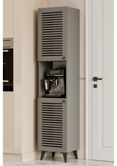 Sümer Çok Amaçlı Dolap - Kahve Köşesi - Kiler Dolabı - Banyo Dolabı - Ayakkabılık - Mutfak Dolabı Gri