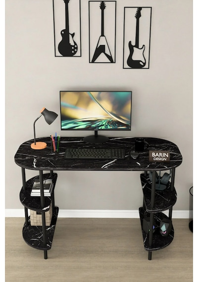 120 Cm Çalışma Masası Bilgisayar Masası 2 Raflı Kitaplık Ofis Ders Masası Ahşap Metal Ayaklı Siyah Mermer 120 Cm Çalışma Masası Bilgisayar Masası 2 Raflı Kitaplık Ofis Ders Masası Ahşap Metal Ayaklı Siyah Mermer