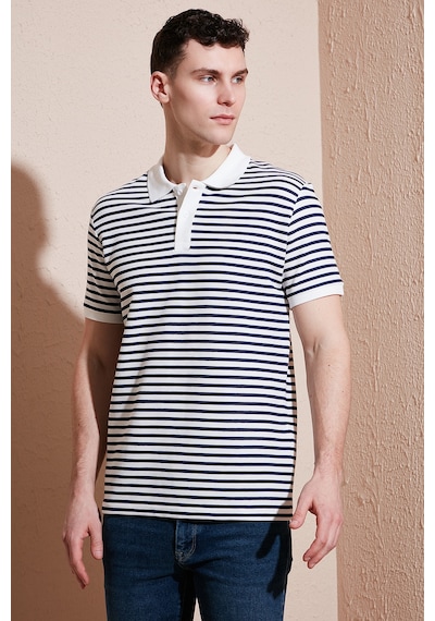 Buratti Pamuklu Regular Fit Çizgili Erkek Polo Yaka T Shirt 5903009 Indigo
