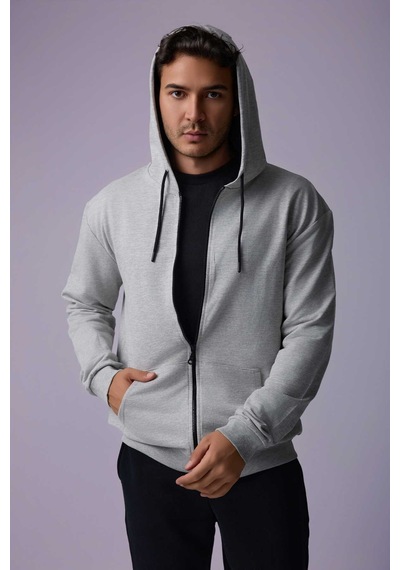 Defys Defy S Erkek Oversize Kapüşonlu Fermuarlı Cepli Sweatshirt Gri Melanj - 527577758 Gri Melanj Defys Defy S Erkek Oversize Kapüşonlu Fermuarlı Cepli Sweatshirt Gri Melanj - 527577758 Gri Melanj