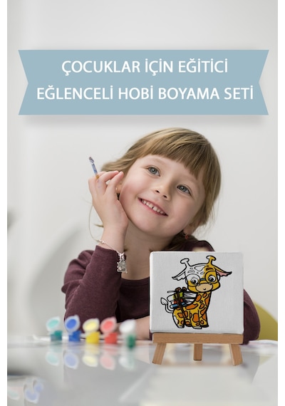 Sevimli Öğrenci Zürafa Çocuk Eğitici Tuval Boyama Hobi Seti