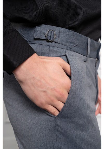 Morven Erkek Lacivert Trend Slim Fit Dar Kesim Pileli Pantolon 25ms003015200 Lacivert