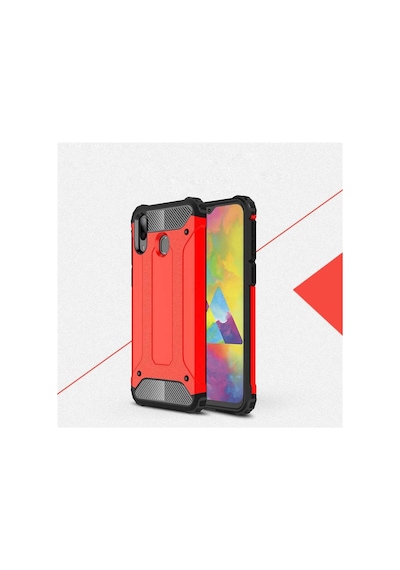 Noktaks - Samsung Galaxy Uyumlu M20 - Kılıf Çift Katman Zırh Tank Crash Military Kapak - Kırmızı