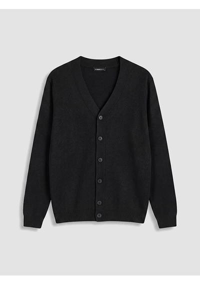 Lcwaıkıkı Classic Siyah Regular Fit V Yaka Erkek Triko Hırka
