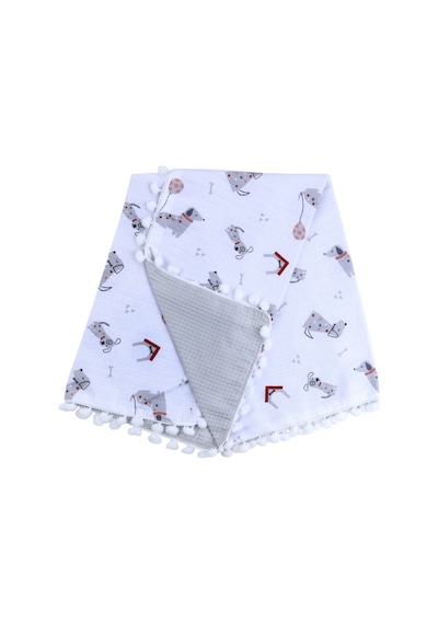 Sebi Bebe Ponponlu Battaniye 70x90 CM 9212 Beyaz
