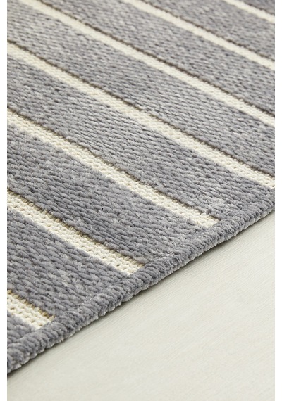 Ocean Home Textile Gri Renk Çizgi Desenli Şönil Halı Kilim 80 X 150 Cm