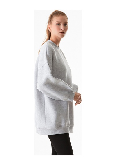 Fullamoda Basic Bisiklet Yaka Oversize Sweatshirt 25kgb4430207547-gri Gri