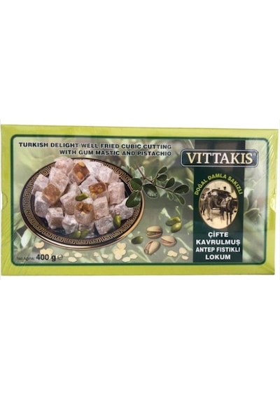 Vittakis Damla Sakızlı Antep Fıstıklı Çifte Kavrulmuş Lokum 400 G