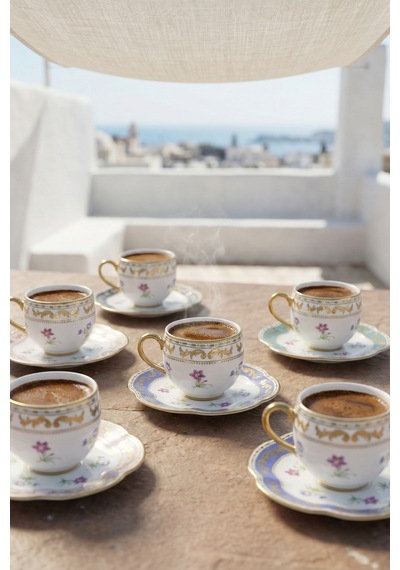 Acar Jasmine 6 Kişilik Porselen Kahve Fincan Takımı - 90 Ml Beyaz