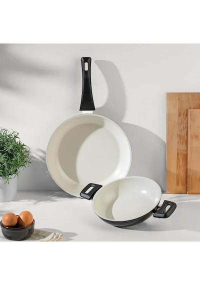 Nehir Ceramic Siyah 2 Parça Tava Seti