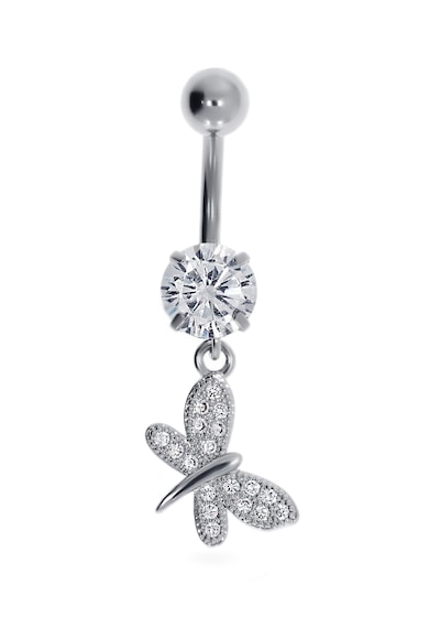 Kadın Sallantılı Tektaş Kelebek Model Çelik Piercing Gümüş