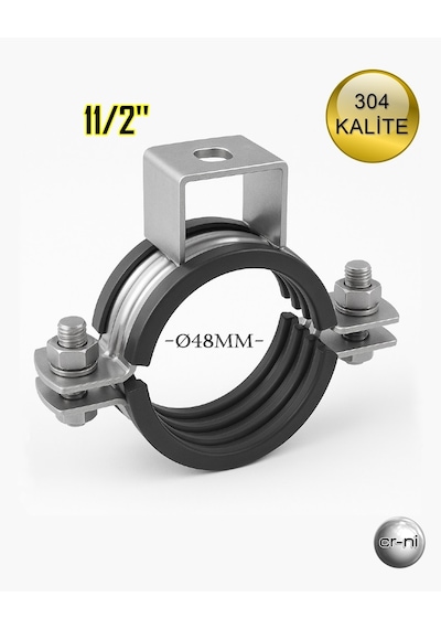 Paslanmaz Çelik Ağır Yük Kafalı Boru Kelepçesi 11/2'' 304 Kalite