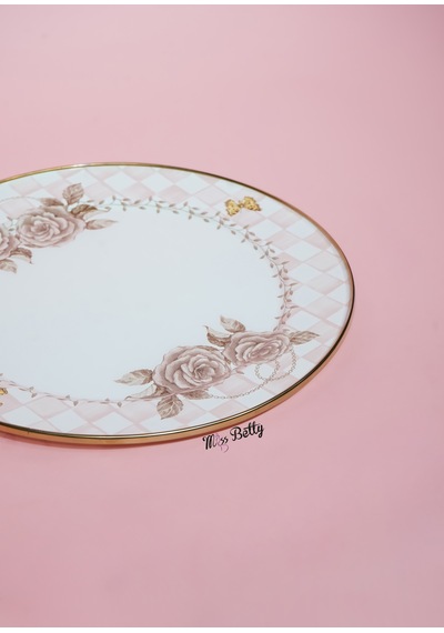 Rosadora Emaye 2'li Sunum Tabağı Dekoratif Kahvaltı Ve Servis Tabağı Pembe