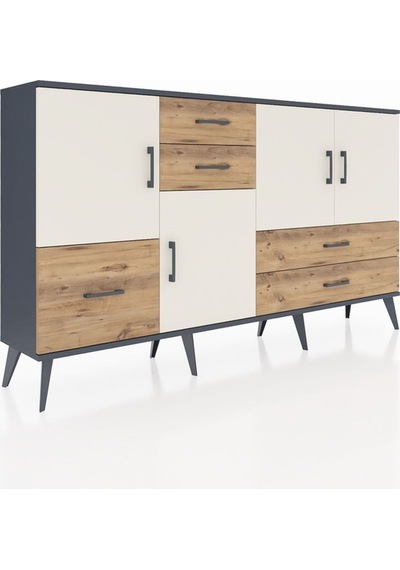 Arges Konsol 4 Raflı 5 Çekmeceli 4 Kapaklı 176x30x99 Antrasit-aytaşı/çam Aytası/atlas Çam - Antrasıt Arges Konsol 4 Raflı 5 Çekmeceli 4 Kapaklı 176x30x99 Antrasit-aytaşı/çam Aytası/atlas Çam - Antrasıt