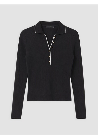 Lcw Everyday Siyah Polo Yaka Kadın Body