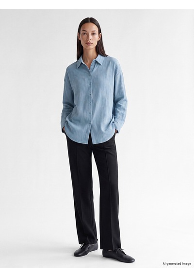 Lcw Everyday Mavi Dokulu Oversize Kadın Gömlek