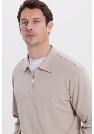 Tudors Erkek Relax Fit Rahat Kesim %100 Pamuk Yarım Fermuarlı Polo Yaka İnterlok Taş Sweatshirt-42154 Taş Tudors Erkek Relax Fit Rahat Kesim %100 Pamuk Yarım Fermuarlı Polo Yaka İnterlok Taş Sweatshirt-42154 Taş
