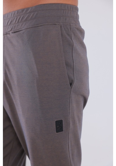 Rowinger Premium Merserize Kumaş Logolu Lastikli Paça Jogger Erkek Eşofman Altı Brown