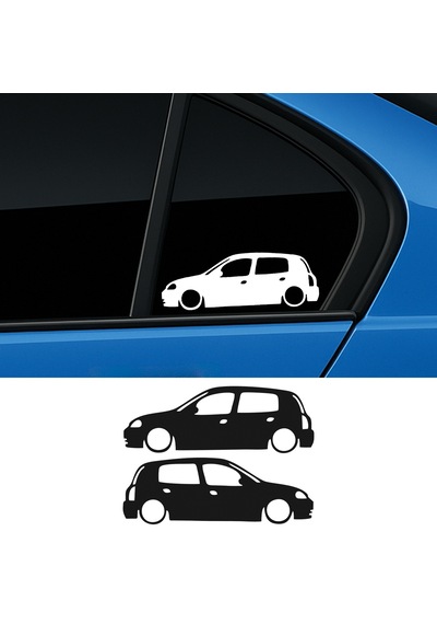 2 Adet Renault Clio Mk 2 Basık Oto Sticker - Kelebek Cam Sticker 25x9 Cm