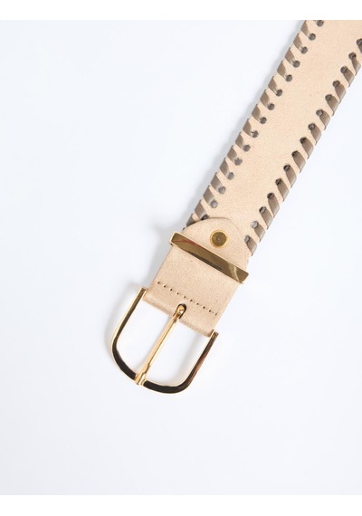 Jimmy Key Jimmy Key Bej Deri Görünümlü Kenar Detaylı Kemer 6sw417073125