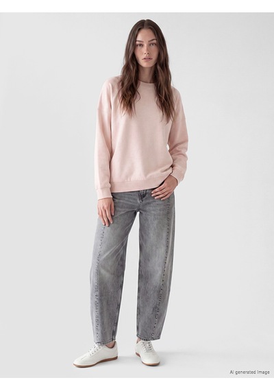 Lcw Modest Pembe Bisiklet Yaka Kadın Sweatshirt Tunik