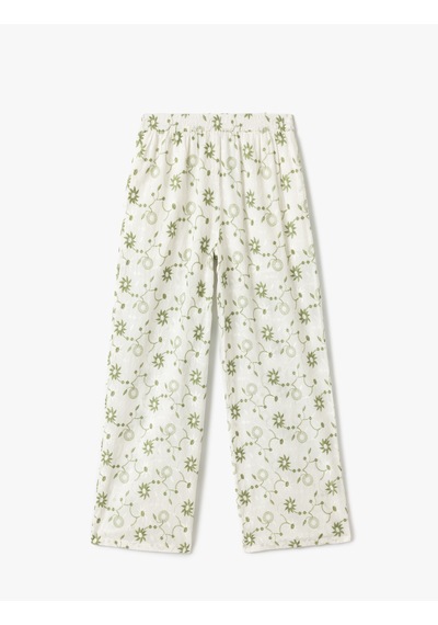 Koton Cepli Yüksek Bel İşlemeli Çiçekli Fistolu Bol Paça Pantolon Yeşil Desenli 5sak40115pw Yeşil Desenli Koton Cepli Yüksek Bel İşlemeli Çiçekli Fistolu Bol Paça Pantolon Yeşil Desenli 5sak40115pw Yeşil Desenli