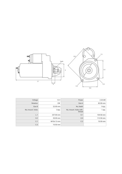 Valeo 12v Marş Motoru 9 Diş 2.2 Kw Chevrolet Captıva/cruze-opel Antara