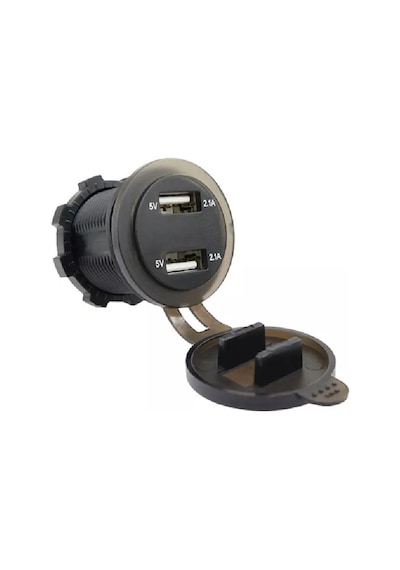 Voltmetreli Usb Portu 4.2a 12v 24v Mavi Led Işıklı
