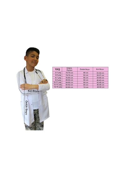Erkek Çocuk Doktor Önlüğü ( 2 -15 Yaş Aralığı ) Beyaz Önlük