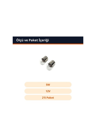 Trobus Halojen Park Ampulü Ba15s 1267 67 5w 12v 2'li Set Sarı Işık