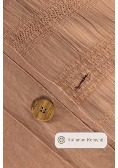 Elart Tiara Nevresim Takımı Çift Kişilik Lastikli Çarşaf %100 Pamuk Ranforce Ahşap Düğmeli 200x220 Cm Tarçın Tarçın