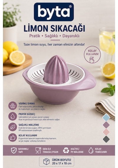 Plastik Limon Sıkacağı Hazneli Çekirdek Ayırıcı Manuel Narenciye Sıkacağı Ergonomik El Tipi Mutfak Aparatı Mavi Pembe Siyah 1 Adet Karışık Renk Gönderilir Diğer