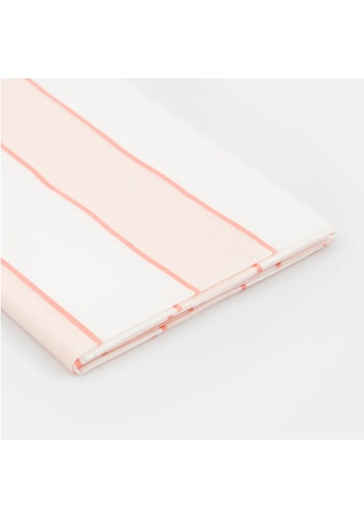 Meri Meri - Peach Stripe Tablecloth - Şeftali Tonlu Çizgili Kağıt Masa Örtüsü