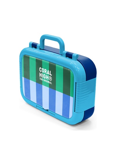 Coral High Kids Mavi Yeşil Çizgi Desenli Paslanmaz Çelik Beslenme Kabı 39111 Yeşil